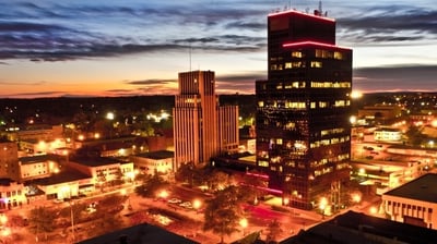 Tyler City Aerial View at Night