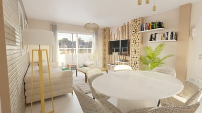 a dining room with a table and chairs