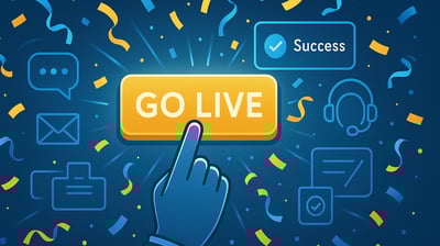 a finger pressing a button on a go live button