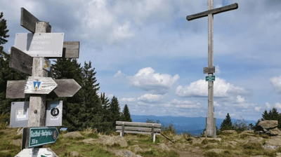 Wandern im Bayerischen Wald St Englmar Blick vom Berg