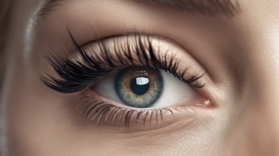 a woman with a large eyeliners and a pair of lashes