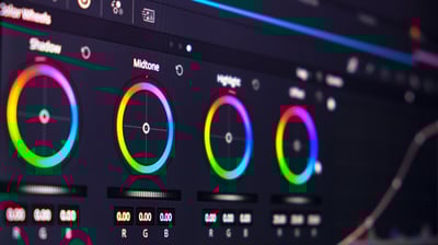 a computer monitor screen displaying a colorful display of color