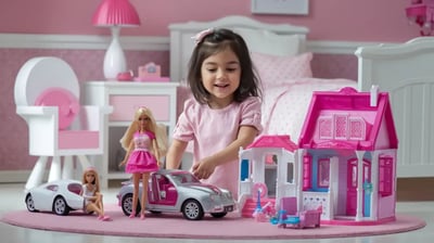petite fille qui joue avec des poupées