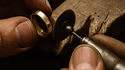 joyero fabricando alianza de boda