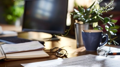 printed screenplay on a desk 