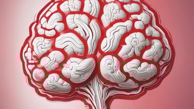 A detailed illustration of a human brain suspended in a futuristic environment. The background consists of concentric circles of evenly spaced, small metallic spheres, giving a sense of depth and complexity.