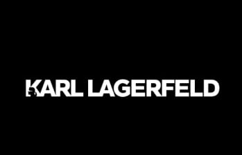 karl lagerfelderfelder logo on a black background