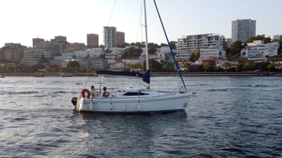 Our sailboat Monark sailing in the Foz area on the Douro River