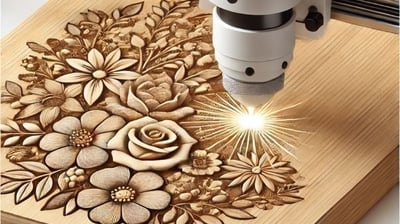 a laser machine cutting wood with a laser machine