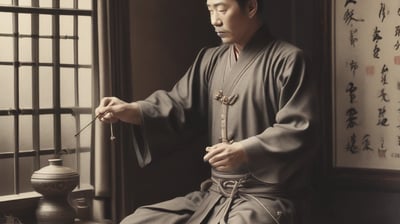 Image vintage d'un homme praticien chinois