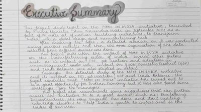 Executive summary page in economics project