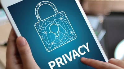 Picture of an Ipad with the word Privacy written on it and a lock image