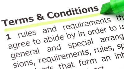 Written terms and conditions with a definition underneath.