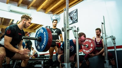 Powerlifting athletes training