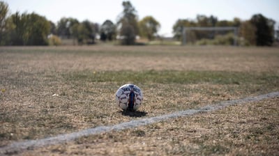 Soccer ball in a college field