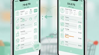 Dos móviles enfrentados. En cada uno se muestra una lista de la compra.