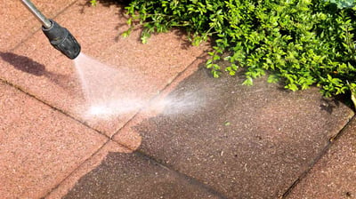 a walkway during pressure washing