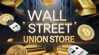 a wall street union store with a gold coin