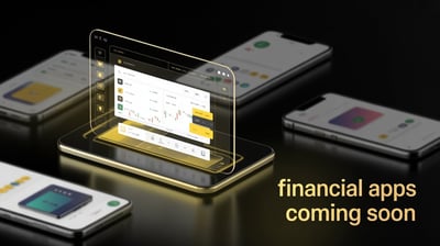 a group of three phones with the words financial apps coming soon