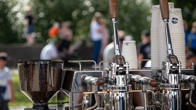 lever espresso machine on a mobile coffeebar