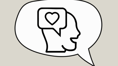 A talking head icon in a speech bubble.