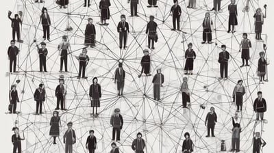 A vintage typewriter positioned on grass with a sheet of paper bearing the words 'COMMUNITY GARDENING' in bold letters.