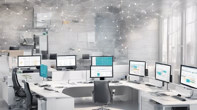 a person holding a cell phone with a neon logo on it