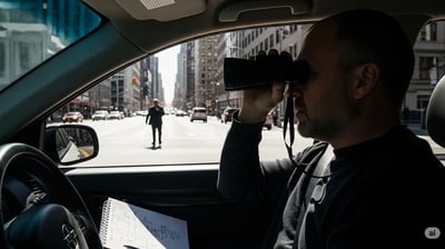 man holding a binoculars