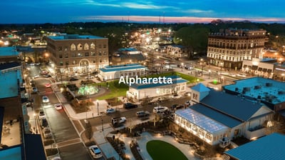 Aerial view of Alpharetta Georgia in the evening