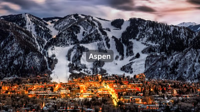 Snowy mountains in Aspen Colorado