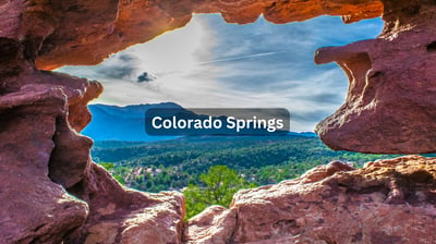 Scenic Colorado Springs Colorado with rock formation and landscape