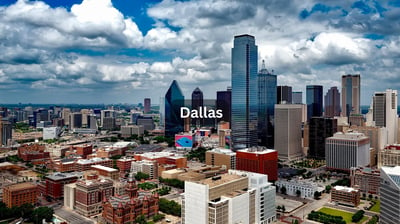 Aerial view of downtown Dallas Texas