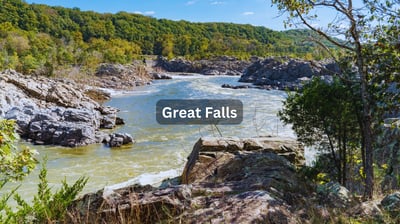 Peaceful water flowing in Great Falls Virginia