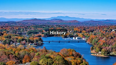 Bridge and river view in Hickory North Carolina