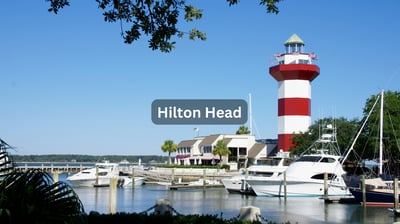 Marina with lighthouse in Hilton Head South Carolina