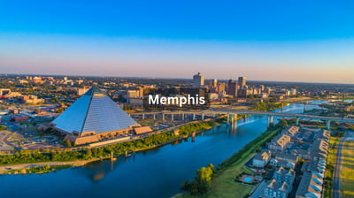 River bridge and pyramid view in Memphis Tennessee