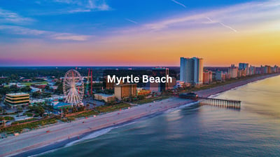 Beach view with ferris wheel in Myrtle Beach South Carolina