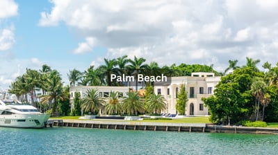 Waterview of mansion in Palm Beach Florida