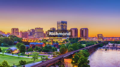 Water and bridge view in Richmond Virginia