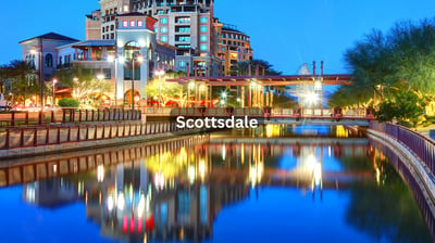 Water and downtown Scottsdale Arizona skyline