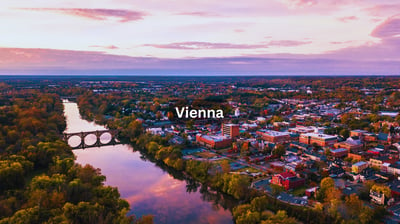 Riverview and bridge aerial view in Vienna Virginia