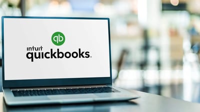 Quickbooks Accounting logo displayed on a laptop screen