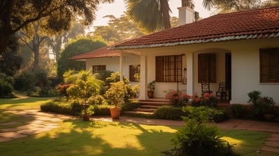 exterior of a garden villa in Shimoga, India