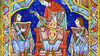 illustration moyen age bardes musiciens