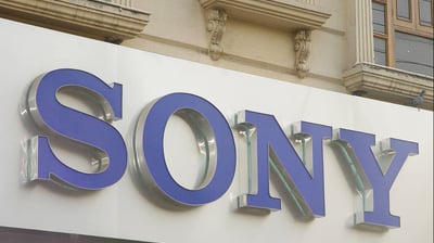 a sony logo on a sign that says sony