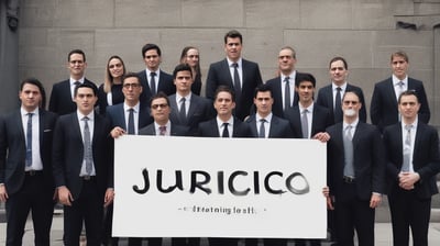 A group of people dressed in formal attire are standing in front of a real estate office. The storefront displays a large sign with an URL and various social media icons, and text in a foreign language. The group mostly consists of men in white shirts and dark trousers, standing in a straight line, with two women at either end of the row.