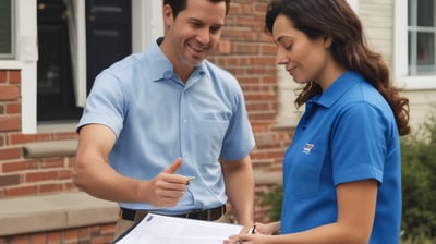 A modern, rectangular air conditioning or heating unit with the logo 'alpha innotec' is installed outside a building with a dark gray brick exterior. The unit is positioned against a light concrete wall, and there is overgrown grass along the edge of the pavement.