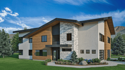 Exterior Rendering of a Luxury Duplex in Midway, Utah