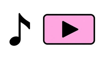 A musical note icon or a video play button with HD symbol