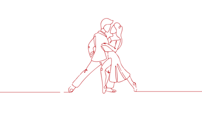 Allure Dance Studios dancers silhouette red